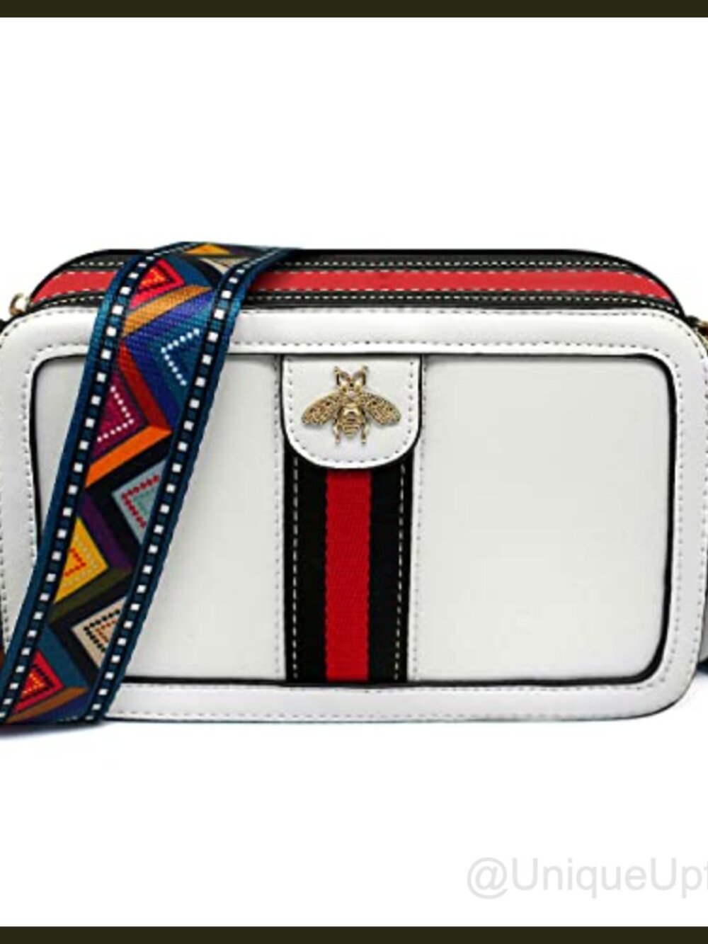 Bee Crossbody Bag PU Leather Camera Purse Women Shoulder Handbag